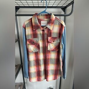 Thread & Supply half flannel half denim shacket